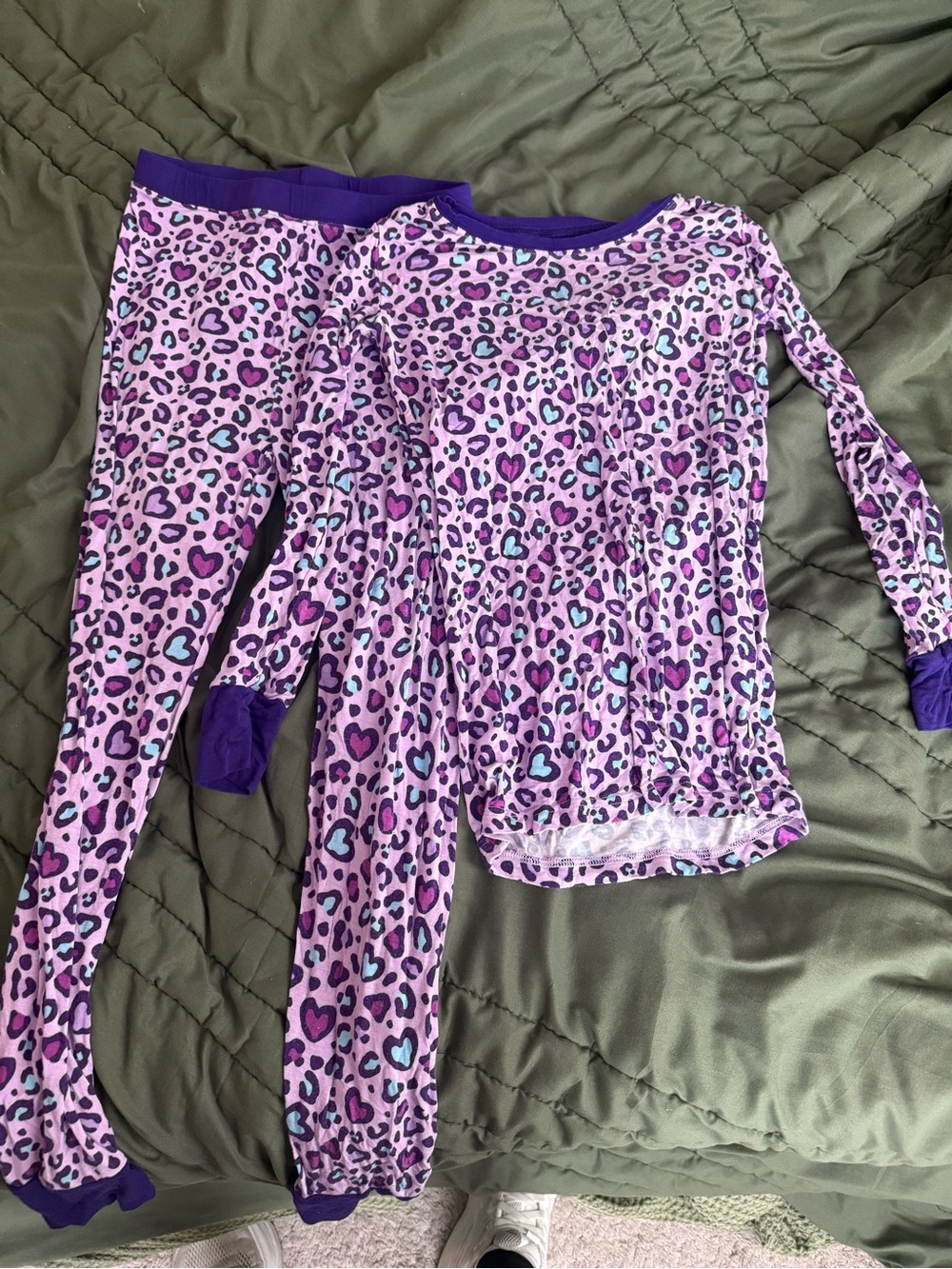 Little Sleepies Purple Heart & Leopard Print kids PJ Set